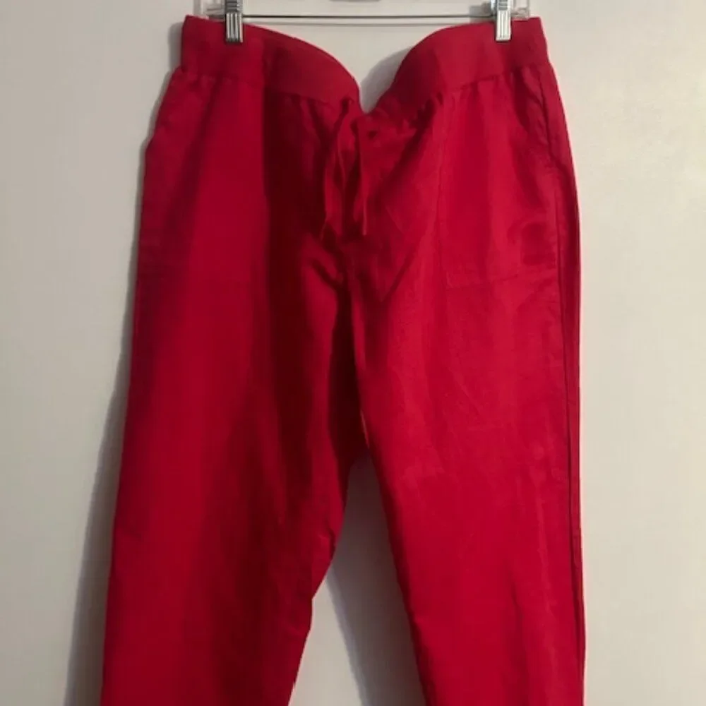 Banana Republic Passion Pink Linen blend cuffed crop pants, size XL